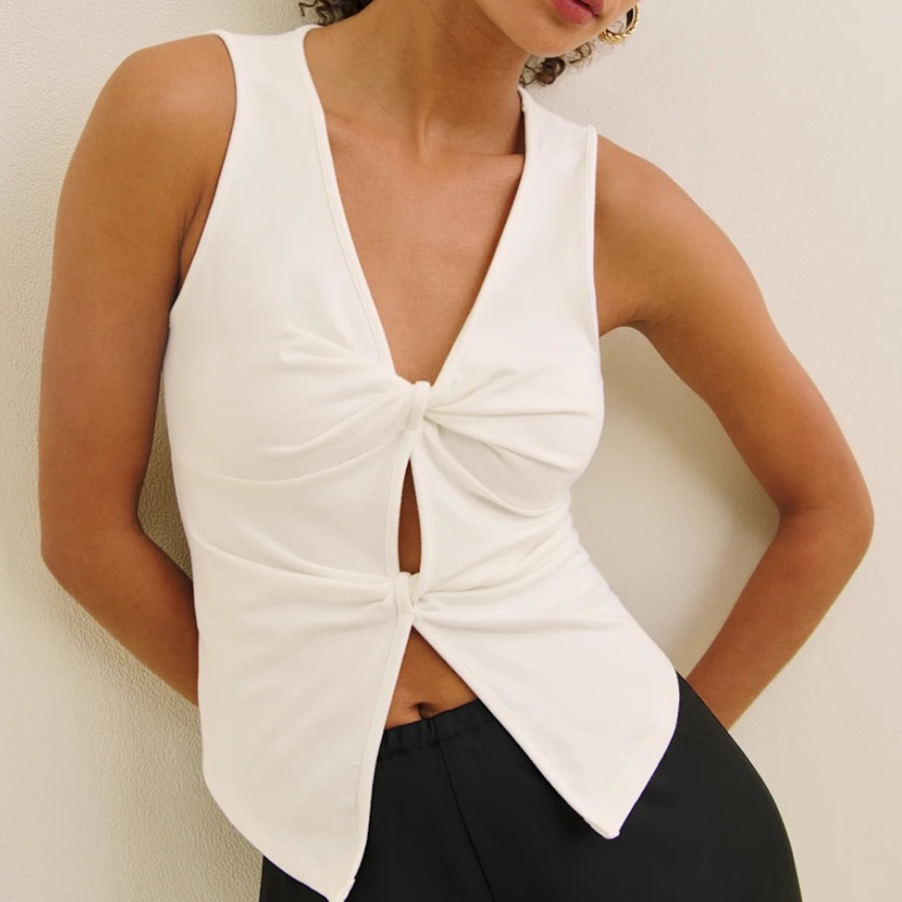 Reformation Cream Tefi Knit Top